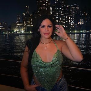 MESHKI Daphne Diamente Cowl Neck Halter Top